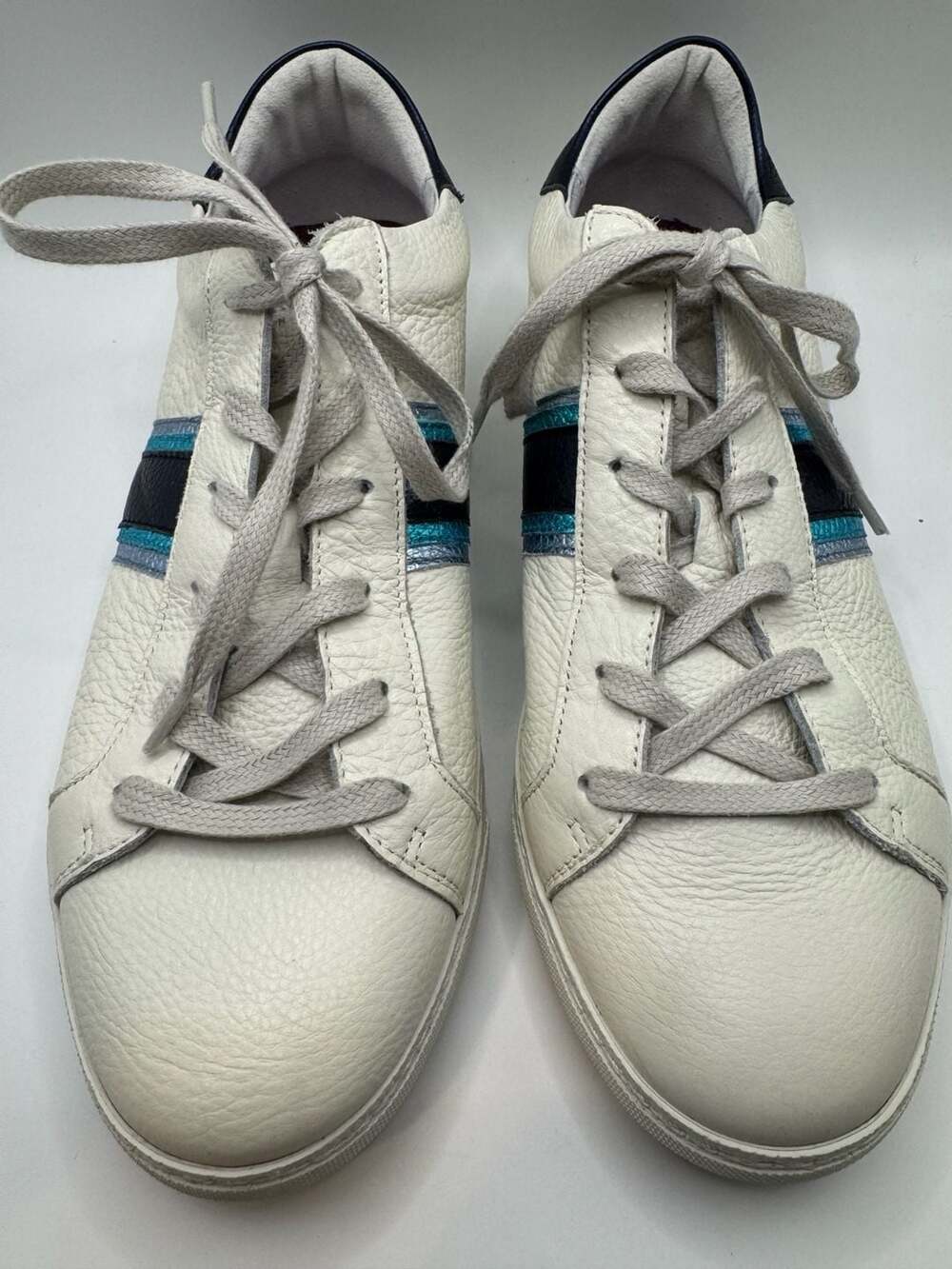 Air & Grace x Nelou Leather Sneakers White Blue Metallic
